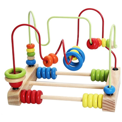 wooden beads on wire toy