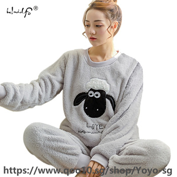 Winter Couple Pajamas Set Women Men Plush Soft Thicken Pyjamas Sleepwear  Korean Loose Homewear Cartoon Panda Pyjamas Suit