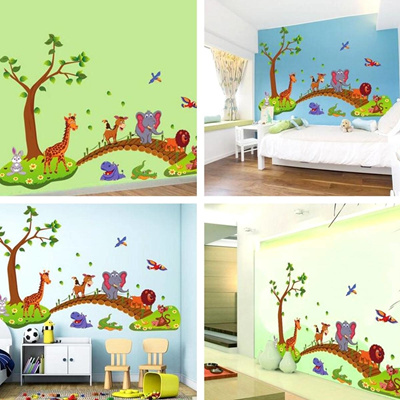 Baby Kids Nursery Cartoon Animal Removable Wallpaper Diy Sticker Tree Decal Art Cute Home Decoration