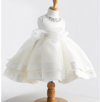 Bap071 Gaun Pesta Anak Model Simple Tutu Dress Warna Putih Untuk Princess Anda