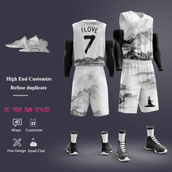 Men's Basketball Jersey Competition Uniforms Suits Breathable Sleeveless  blue camouflage Sports Clothes Sets