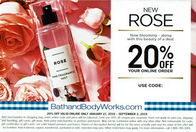 Bath Body Worksbath And Body Works 20 Off Discount Coupon Card Coupon Code Expiry Date 2nd Sept 2019