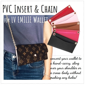 Qoo10 - PVC Insert and Chain Sling to Convert LV Emilie Wallet to