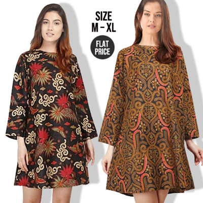 Best Sellerpremium Midi Dress Tunik Batiksize M Xl Women Batik Dress Chinese New Year Clothes