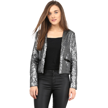 Buy YELLOW SEQUIN CROPPED PUFFER JACKET for Women Online in India