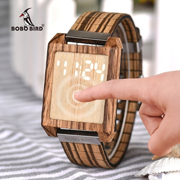 Qoo10 - BOBO BIRD Wooden Watch Mens Classic Rectangular Shape Digital Watc... : Watches