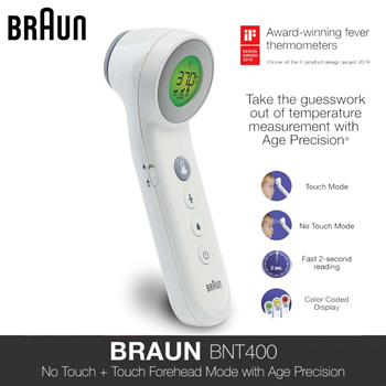 Braun No touch + touch with Age Precision® Forehead thermometer (BNT400) -  How to use 