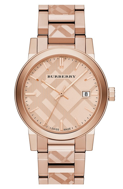 burberry check stamped watch 38mm