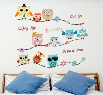 Qoo10 Cartoon Cute Creative Wall Sticker Owl Furniture Deco