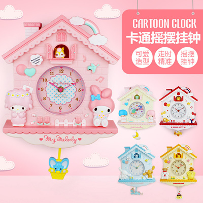 Cartoon Wall Clock Living Room Simple Personality Clocks Child Bedroom Silent Cute Hellokitty Clock