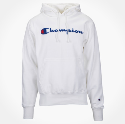 white champion hoodie red writing