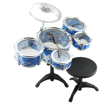  Kids Drum Set 9 Piece Toddler Drum Kit Musical Instruments Kids  Jazz Drum Kit with Stool, Bass Drum, Cymbal, 2 Drum Sticks and 4 Small Drums  Toys for 3 4 5