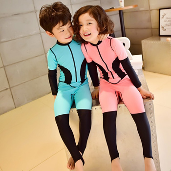 Kids Full Body Swimsuit Girls Boys Long Sleeve Protection Swimming