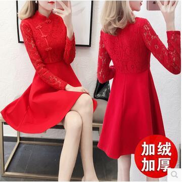 Qoo10 - Chinese New Year red festive dress red dress Spring Festival ...