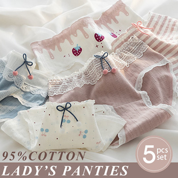 Cheap 5Pcs/Set Cartoon Panties Women's Cotton Briefs Japanese