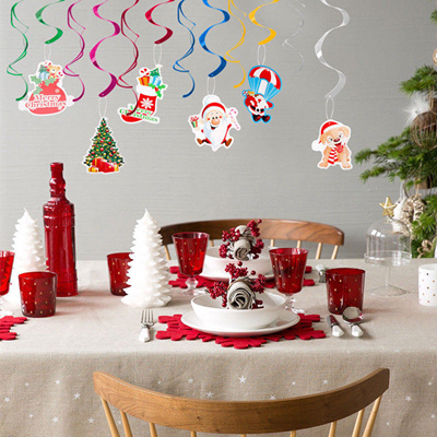 Christmas Swirl Ceiling Hanging Supplies Paper Xmas Santatree Home Party Decor