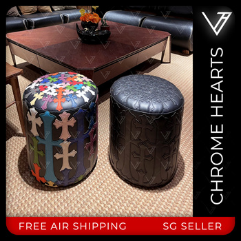Qoo10 - Chrome Hearts Leather Stool Black Colour Cross Patch Sofa Limited  Edit : Furniture & Deco