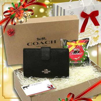 Qoo10 - Coach purse Christmas gift set COACH outlet Cross grain leather  Medium... : Bag & Wallet