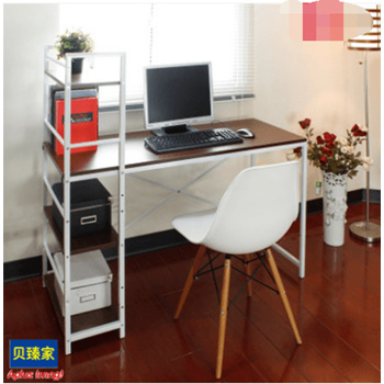 office desk with bookshelf