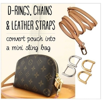 Qoo10 - COSMETIC POUCH LV D-rings D ring Chain Sling Leather Strap