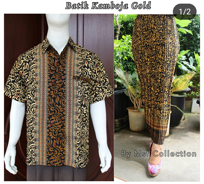 Couple Skirt Fitri Maxi Jumbo Plisket And Mens Batik Shirts