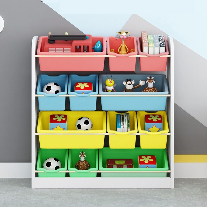 kids book and toy shelf