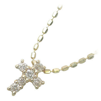 [US$174.80]Cross K10 yellow gold diamond pendant necklace (cross motif) _  Giff easy packing;