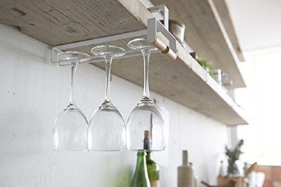 Cupboard Wine Glass Hanger Tosca White Grass Hanging Wine Glass Holder Champagne Glass Hook Easy Installation Glass Storage Organized White Mail