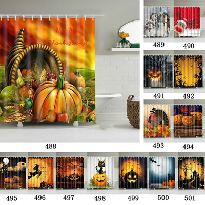 Qoo10 Custom Happy Thanksgiving Waterproof Shower Curtain