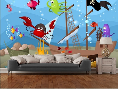 Qoo10 Custom Papel De Parede Infantil Sunken Pirate Ship3d