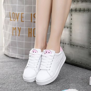 Qoo10 Cute smiley thick casual Korean wild style ulzzang white