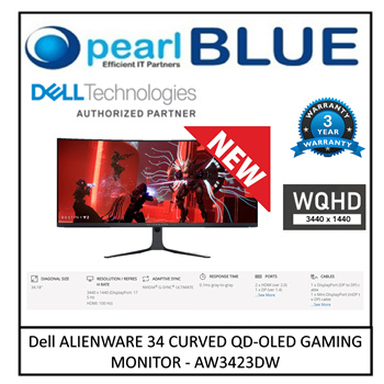 Dell Alienware 34 Curved QD-OLED Gaming Monitor - AW3423DWF 