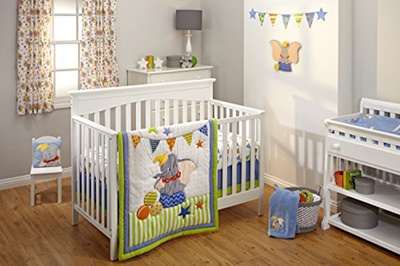 Qoo10 Disney Dumbo 3 Piece Crib Bedding Set Green Blue Baby