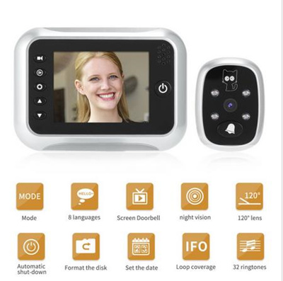 Doorbell Viewer Digital Door Peephole Viewer Camera Door Eye Video Record 120 Degrees Night Vesion