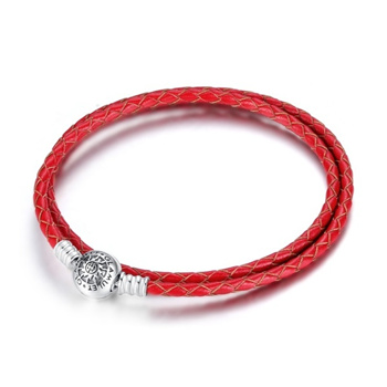 pandora red leather double bracelet