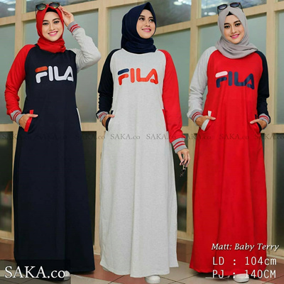 Qoo10 Dress Wanita Baju Gamis Fila Maxi Pakaian