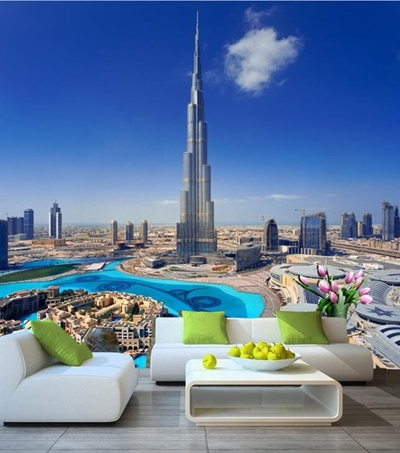 Qoo10 Eco Friendy 3d Dubai Tower View Papel De Parede For Sofa Tv