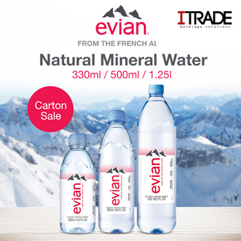 Evian Natural Mineral Water Pure Natural Mineral Water Bottle, 500 ml x 24