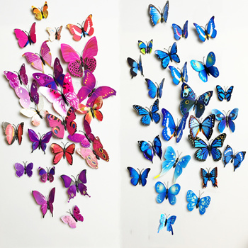 12Pcs/lot 3d Colorful Butterfly for Kids Room Living Room Wall Stickers  Home Decor DIY 3d