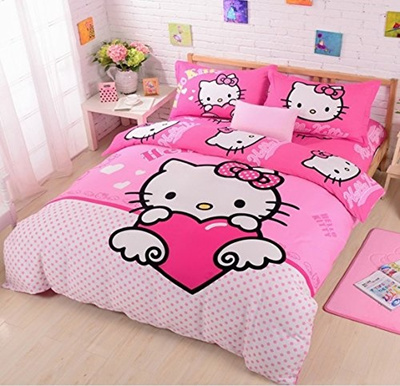 Qoo10 Fadfay 4pcs Hello Kitty Queen Size Duvet Cover Bedding