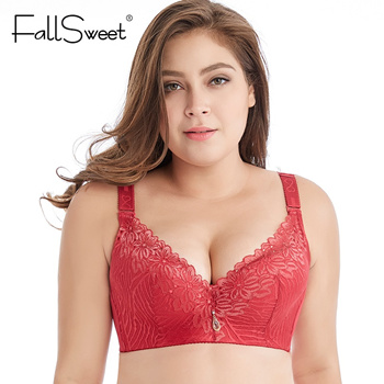 FallSweet Plus Size Lace Bra C Cup Wide Back Push Up India