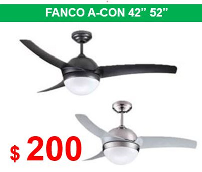 Fanco A Con 42 52 Inches Ceiling Fan 3 Abs Blade 2 X E27 Light Kit Tri Colour 24w Led Panel