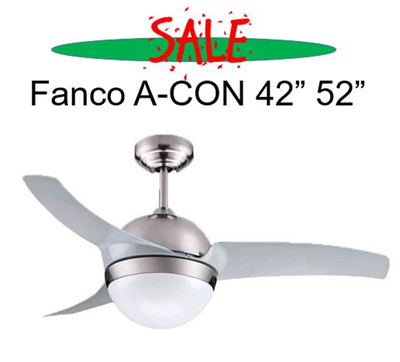 Fancofanco A Con 42 52inches Ceiling Fan 3 Abs Blade 2 X E27 Light Kit Fanco Tri Colourled Panel 18w