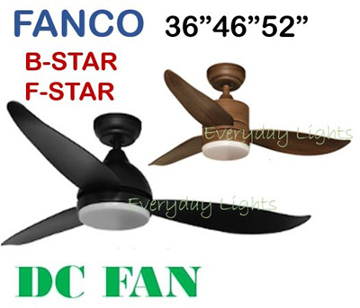 Fancofanco B Star F Star 36 46 52 Inches Dc Motor 18w 3 Tone Led Remote Contral