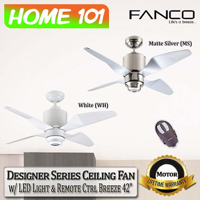 Fancofanco Designer Series Ceiling Fan W Led Light Remote Ctrl Breeze 42