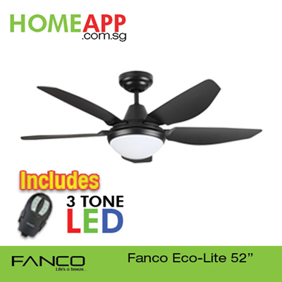 Fanco Homeapp Fanco Eco Lite 45 52 Inch Ceiling Fan With 3 Tone Led Light Remote