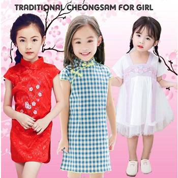 CNY Cheongsam Qipao Trendy White Dress, Women's Fashion, Dresses