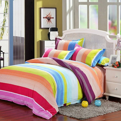 Qoo10 Fashion New Colorful Rainbow Stripe Pattern Soft Bedding