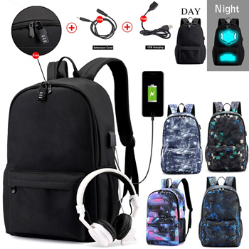 Qoo10 Fashoin Teenage Backpack for Boys Girls Luminous School Bags USB Multi. Men s Accessorie