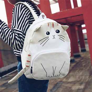 Cartoon Cat Canvas Backpack